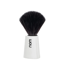 NOM Shaving Brush, Black Fibre, Plastic White - BUYBARBER.COM