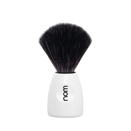 NOM Shaving Brush, Black Fibre, Plastic White - BUYBARBER.COM