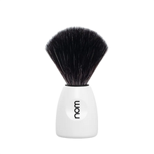 NOM Shaving Brush, Black Fibre, Plastic White - BUYBARBER.COM