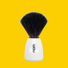 NOM Shaving Brush, Black Fibre, Plastic White - BUYBARBER.COM