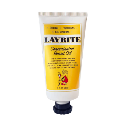 Layrite concentrated beard oil tube on a white background