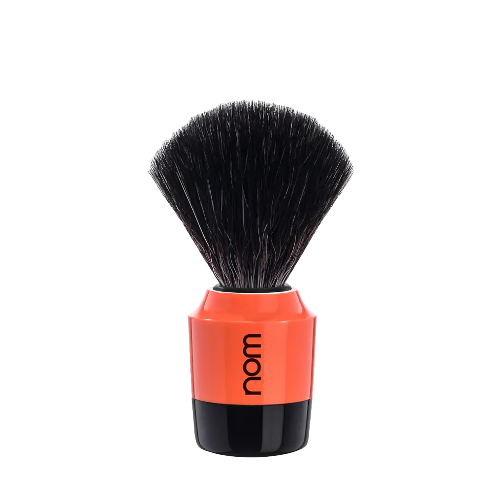 NOM Shaving Brush, Black Fibre, Plastic Black/Coral - BUYBARBER.COM