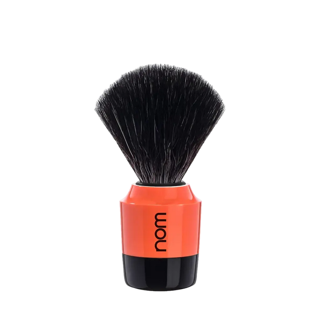 NOM Shaving Brush, Black Fibre, Plastic Black/Coral - BUYBARBER.COM