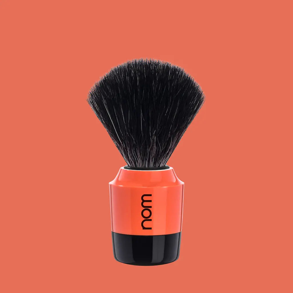 NOM Shaving Brush, Black Fibre, Plastic Black/Coral - BUYBARBER.COM