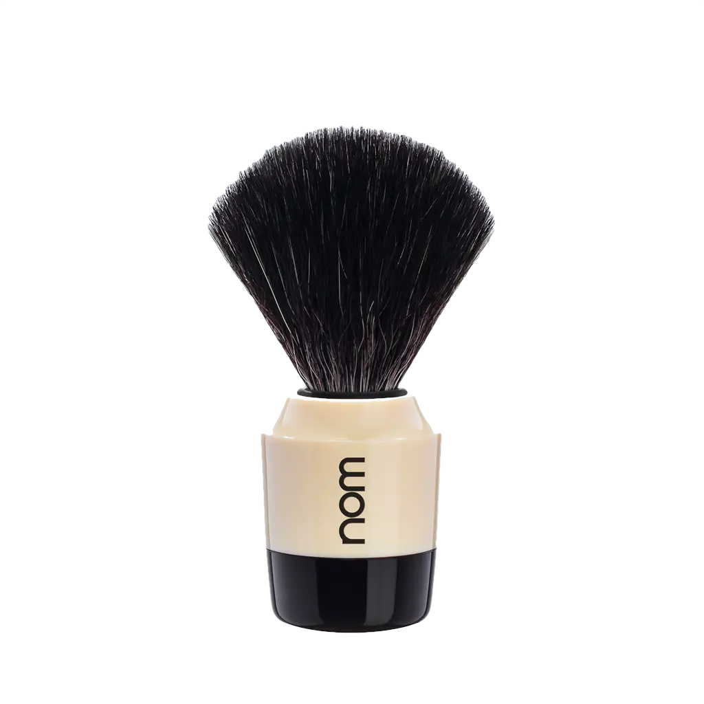 NOM Shaving Brush, Black Fibre, Plastic Black/Creme - BUYBARBER.COM