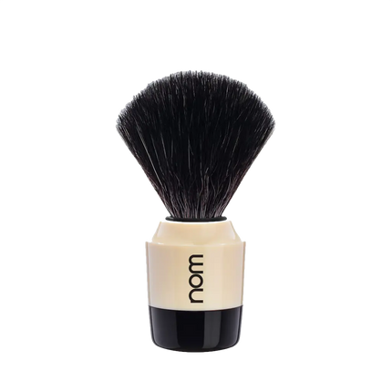 NOM Shaving Brush, Black Fibre, Plastic Black/Creme - BUYBARBER.COM