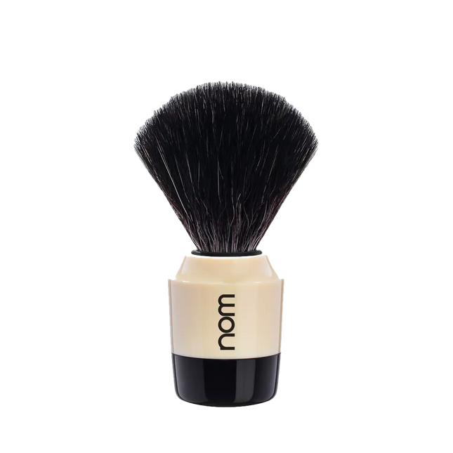 NOM Shaving Brush, Black Fibre, Plastic Black/Creme - BUYBARBER.COM