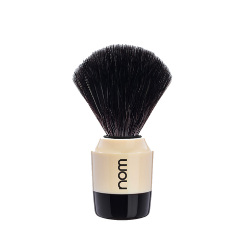 NOM Shaving Brush, Black Fibre, Plastic Black/Creme - BUYBARBER.COM