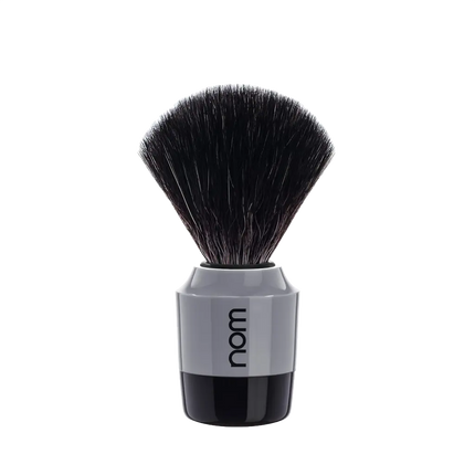 NOM Shaving Brush, Black Fibre, Plastic Black/Grey - BUYBARBER.COM