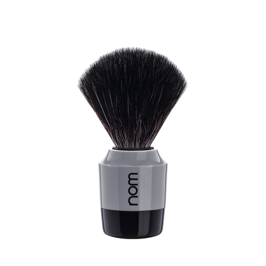 NOM Shaving Brush, Black Fibre, Plastic Black/Grey - BUYBARBER.COM