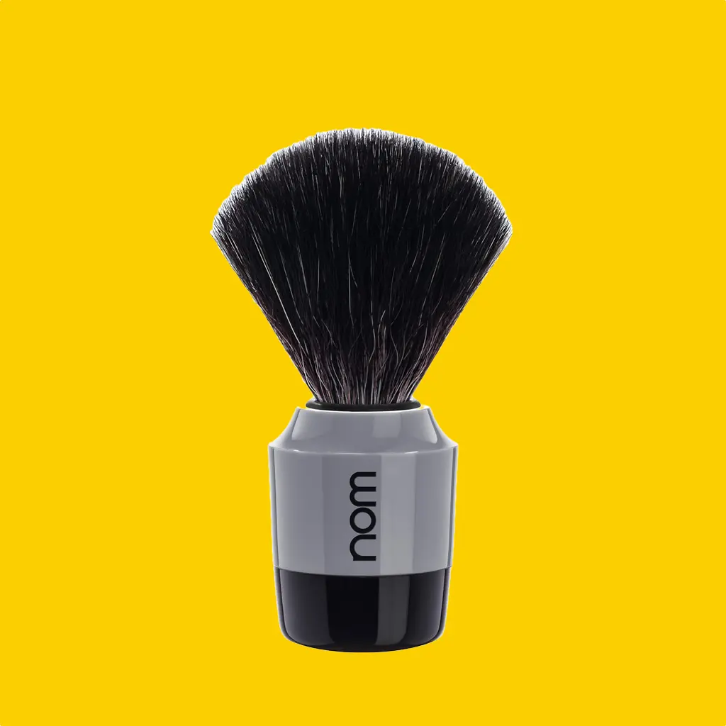 NOM Shaving Brush, Black Fibre, Plastic Black/Grey - BUYBARBER.COM