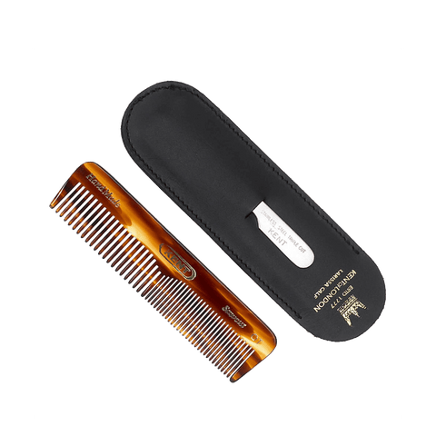 Kent Brushes 112mm OT Pocket Comb in Larissa Calf Leather Case & 90mm Metal Nail File - BUYBARBER.COM