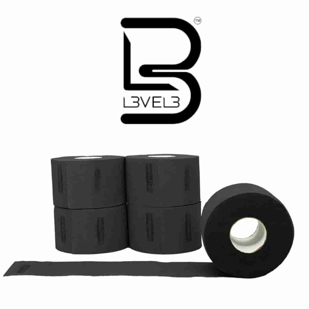 Level 3 Self Adhesive Neck Strips - Black - BUYBARBER.COM