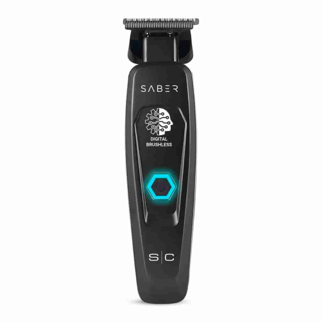 Saber Professional Full Metal Body Digital Brushless Motor Cordless Hair Trimmer - Black - BUYBARBER.COM