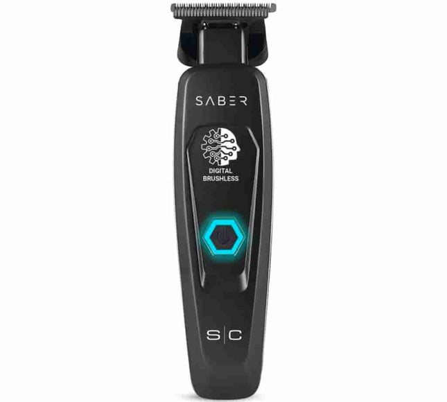Saber Professional Full Metal Body Digital Brushless Motor Cordless Hair Trimmer - Black - BUYBARBER.COM