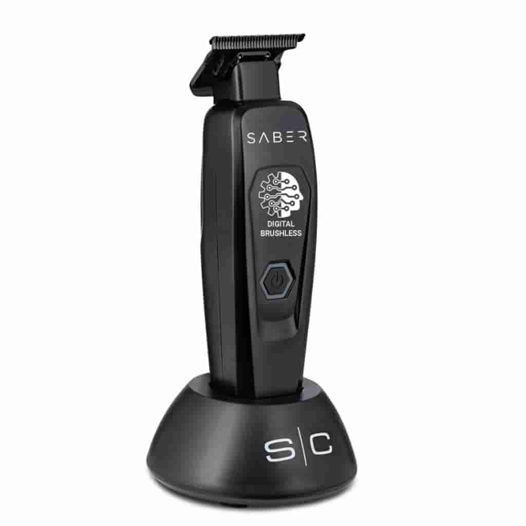 Saber Professional Full Metal Body Digital Brushless Motor Cordless Hair Trimmer - Black - BUYBARBER.COM