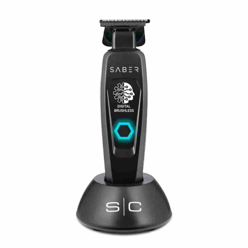 Saber Professional Full Metal Body Digital Brushless Motor Cordless Hair Trimmer - Black - BUYBARBER.COM