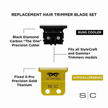 Replacement Fixed X-PRO Precision Gold Titanium Trimmer Blade with Black Diamond Carbon DLC The One Precision Deep cut Tooth Cutter Set - BUYBARBER.COM