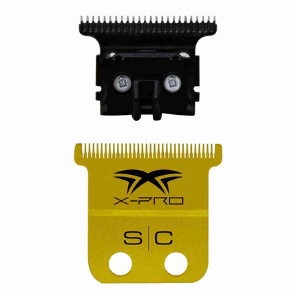 Replacement Fixed X-PRO Precision Gold Titanium Trimmer Blade with Black Diamond Carbon DLC The One Precision Deep cut Tooth Cutter Set - BUYBARBER.COM