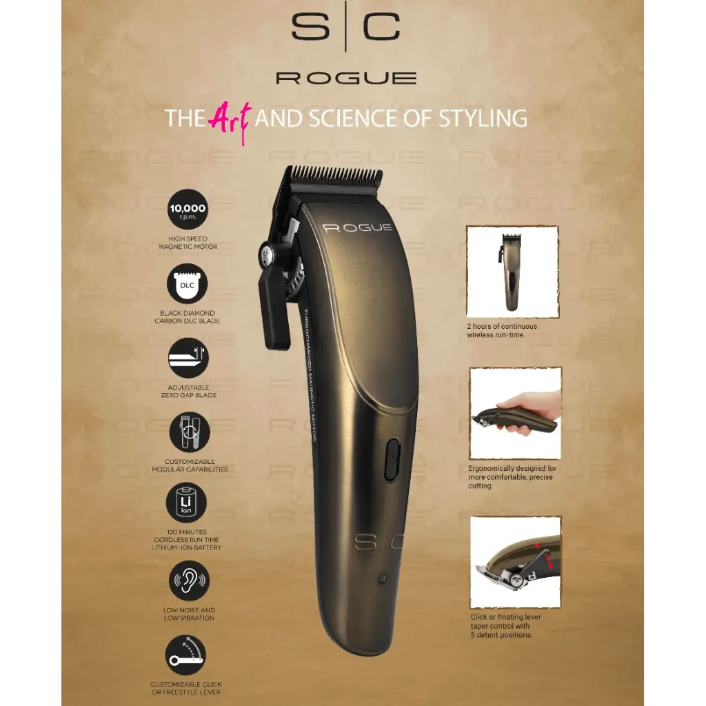 Rogue Professional Magnetic Cordless Hair Clipper Matte Gunmetal - BUYBARBER.COM