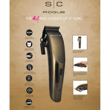 Rogue Professional Magnetic Cordless Hair Clipper Matte Gunmetal - BUYBARBER.COM