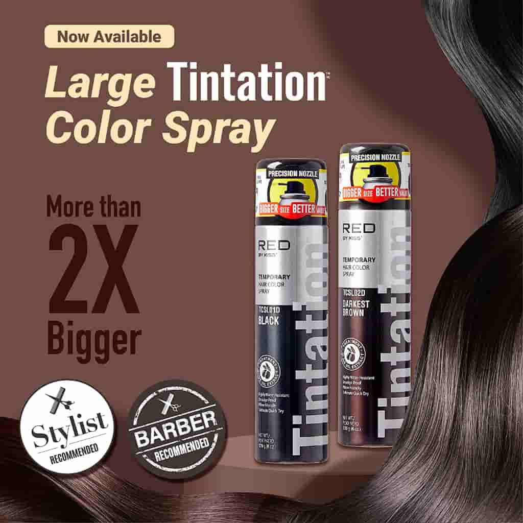 Kiss Tintation Temporary Hair Color Spray Darkest Brown / 6 oz