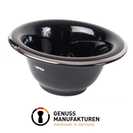 Shaving Bowl- Black Porcelain Platinum Rim- Hand Made in Germany - BUYBARBER.COM