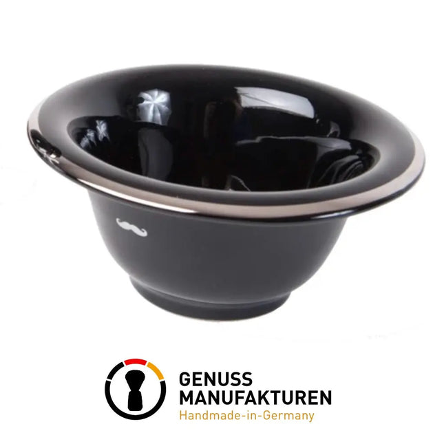 Shaving Bowl- Black Porcelain Platinum Rim- Hand Made in Germany - BUYBARBER.COM